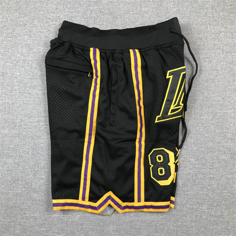 Men's Los Angeles Lakers #8-24 Black Pocket Shorts