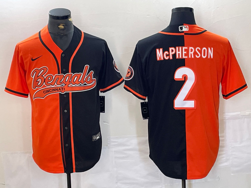 Men's Cincinnati Bengals Evan McPherson #2 Orange/Black Game Player Jersey Joint Edition