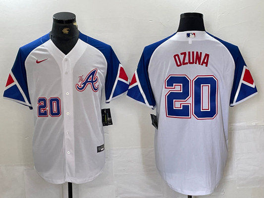 Men's Atlanta Braves Marcell Ozuna #20 White City Connect Limited Player Jersey