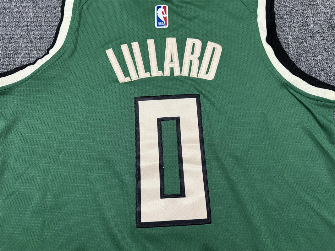 Men's Milwaukee Bucks Damian Lillard #0 Green Swingman Jersey