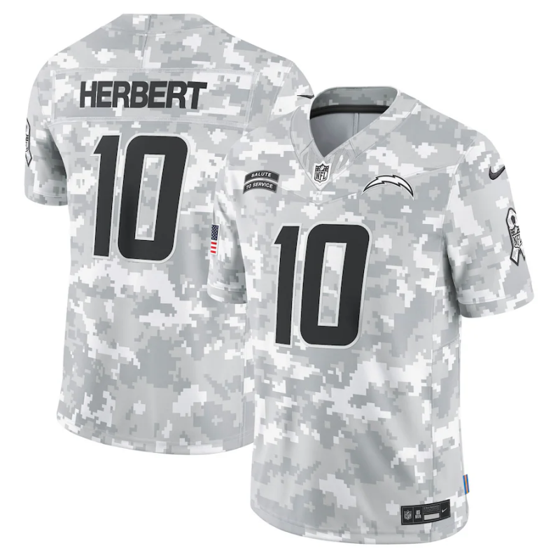 Men's Los Angeles Chargers Justin Herbert #10 Arctic Camo 2024 Salute to Service Limited Jersey