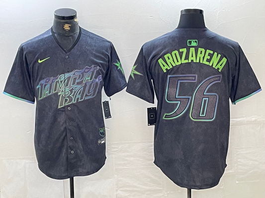 Men's Tampa Bay Rays Randy Arozarena #56 Charcoal 2024 City Connect Limited Player Jersey