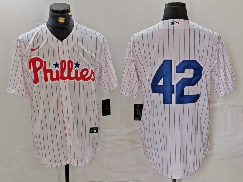 Men's Philadelphia Phillies #42 White 2024 Jackie Robinson Day Home Limited Jersey