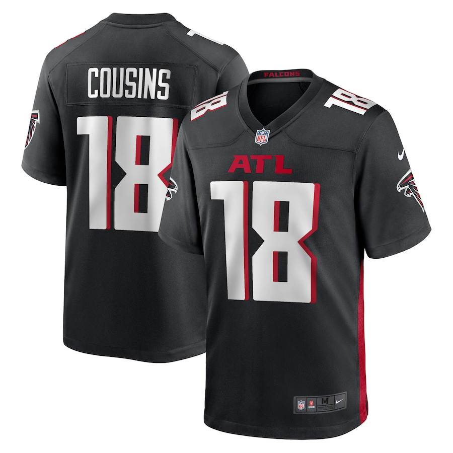 Men's Atlanta Falcons Kirk Cousins #18 Black Game Player Jersey