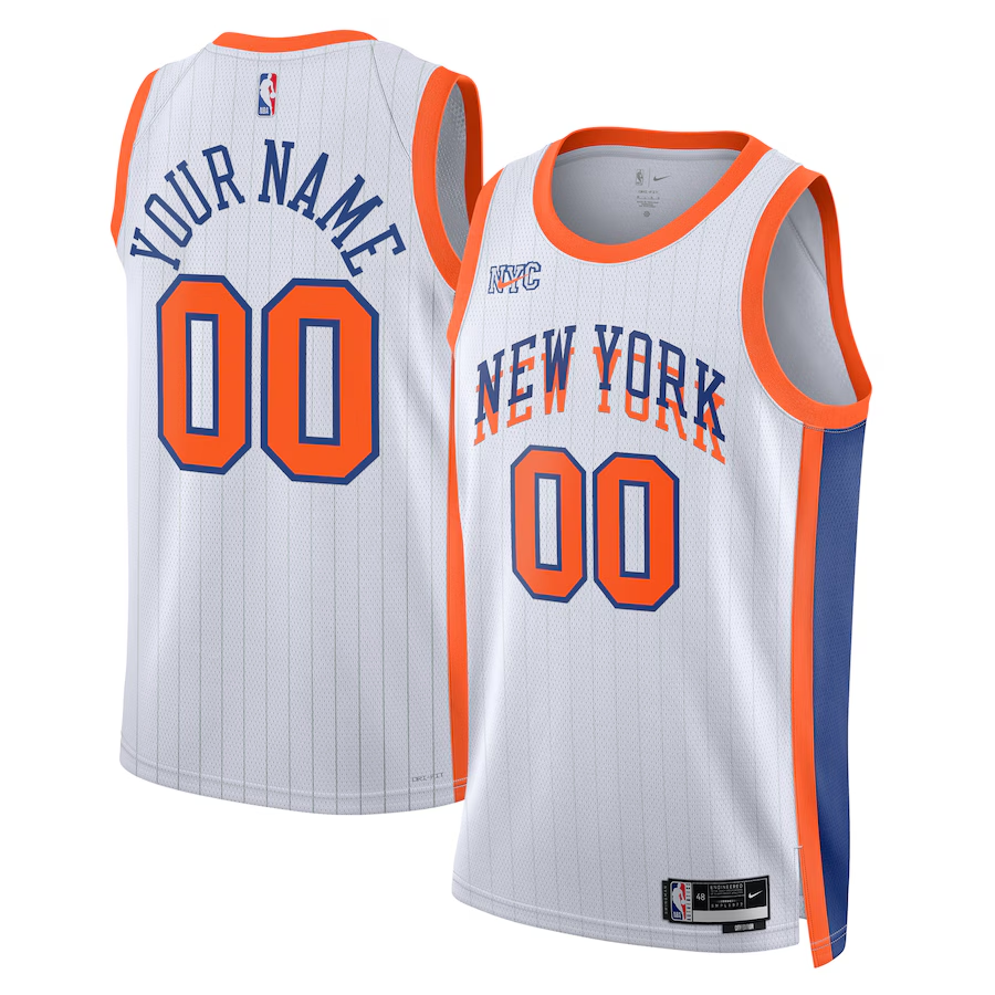 Men's New York Knicks White 2024/25 Custom Swingman Jersey - City Edition