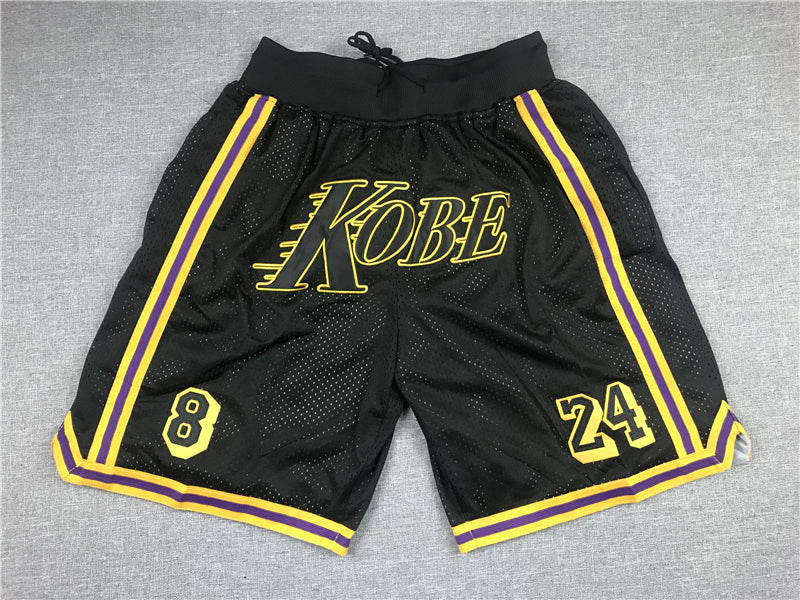 Men's Los Angeles Lakers Kobe Bryant #8-24 Black Pocket Shorts