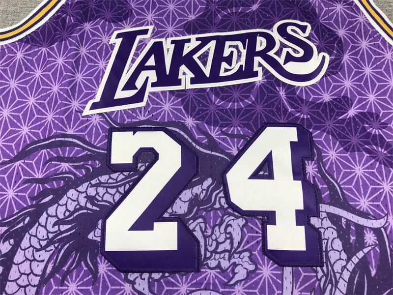 Men's Los Angeles Lakers Kobe Bryant #24 Purple Year of Dragon Edition Swingman Jersey