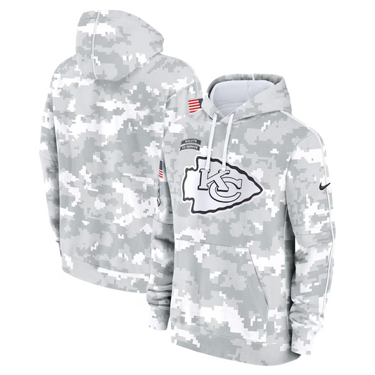 Men's Kansas City Chiefs Arctic Camo 2024 Salute to Service Club Fleece Pullover Hoodie