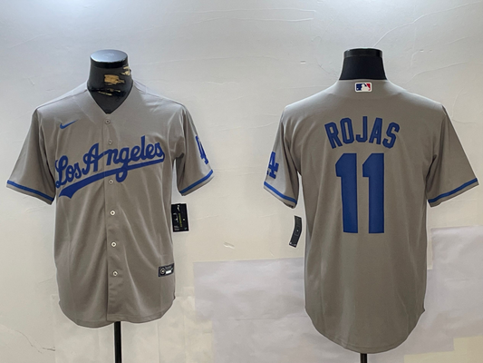 Men's Los Angeles Dodgers Miguel Rojas #11 Gray Replica Game Jersey