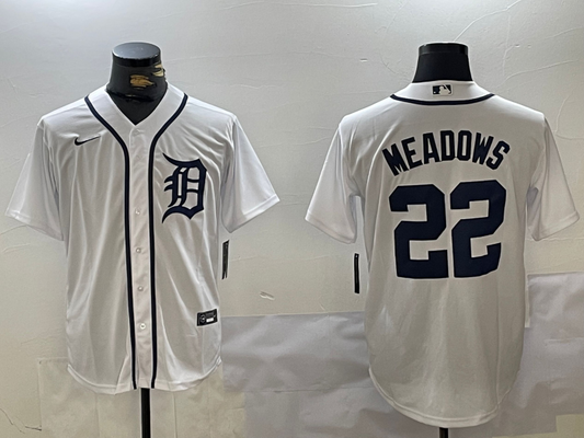 Men's Detroit Tigers Parker Meadows #22 White Home Limited Player Jersey