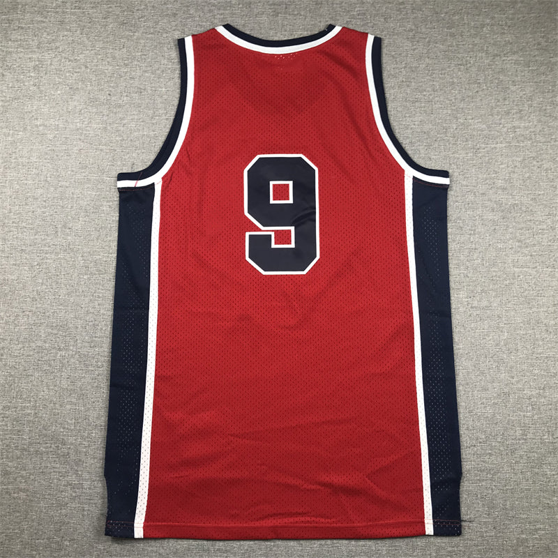 Men's Michael Jordan #9 Red USA Dream Team Olympics Jersey