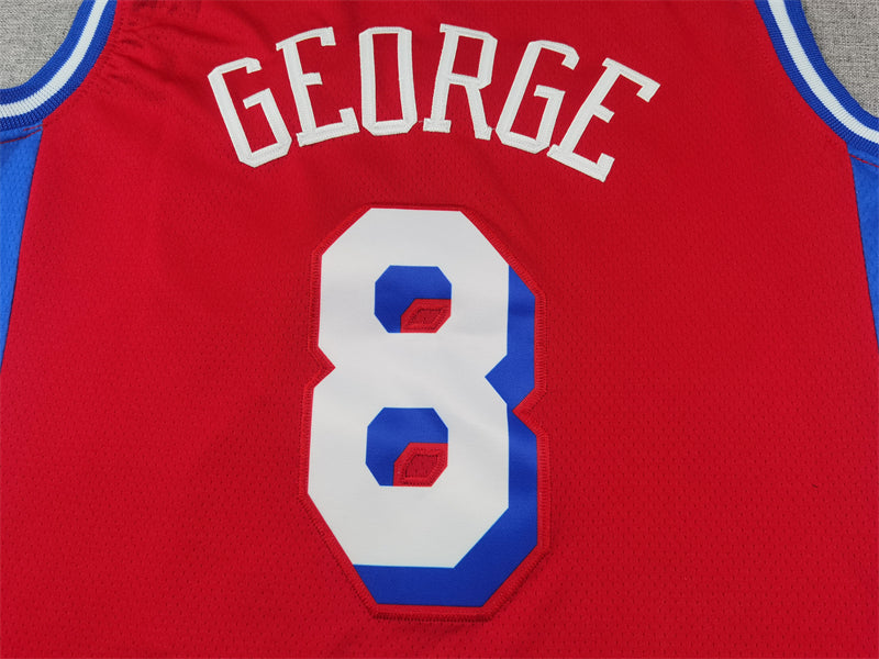 Men's Philadelphia 76ers Paul George #8 Red Swingman Jersey - Statement Edition