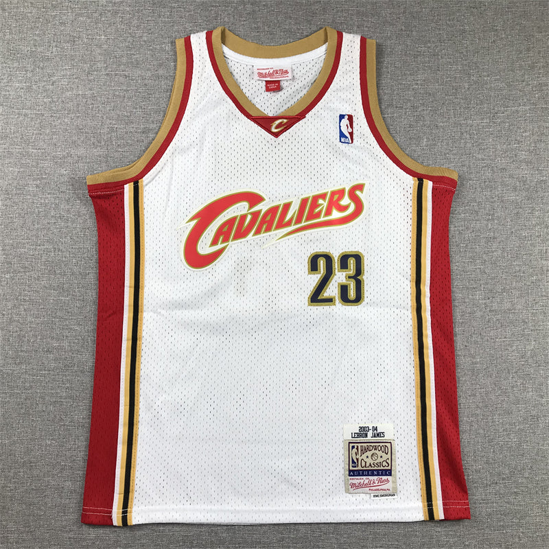 Men's Cleveland Cavaliers LeBron James #23 White 2003-04 Hardwood Classics Swingman Jersey