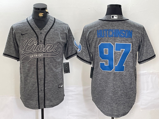 Men's Detroit Lions Aidan Hutchinson #97 Gray Player Jersey