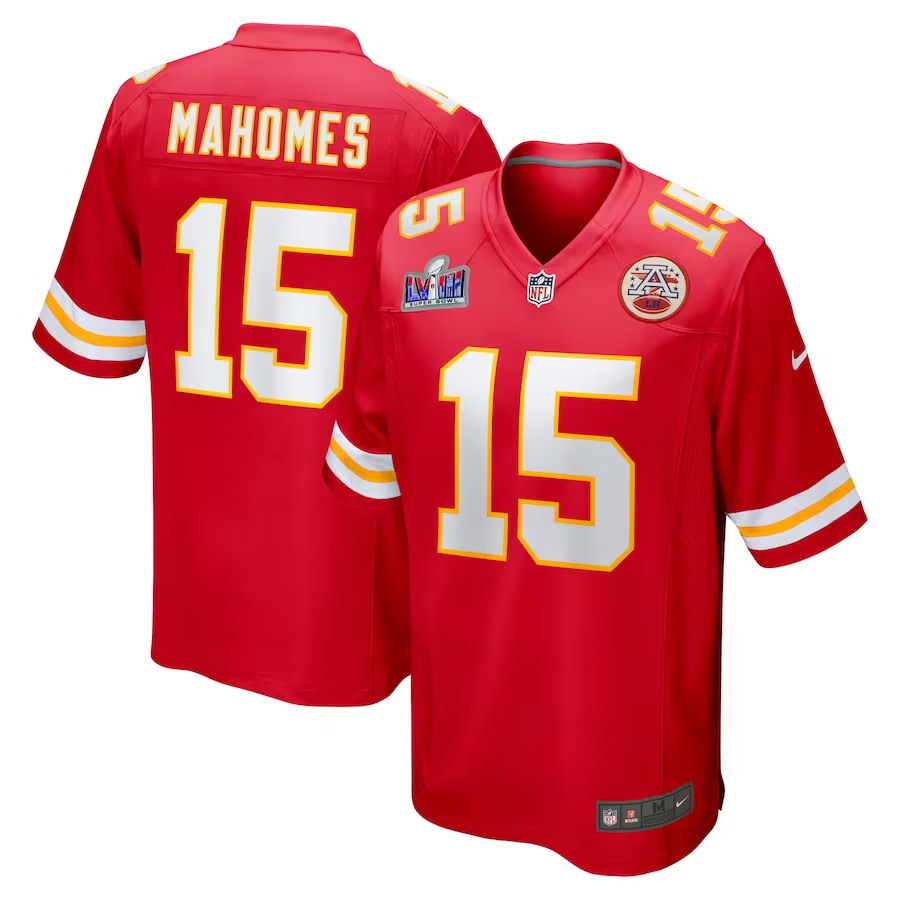 Men's Kansas City Chiefs Patrick Mahomes #15 Red Super Bowl LVIII Game Jersey