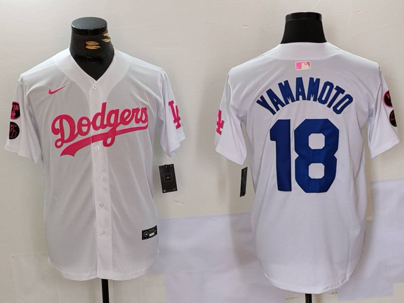 Men's Los Angeles Dodgers Yoshinobu Yamamoto #18 White Limited Game Player Jersey