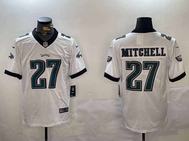 Men's Philadelphia Eagles Quinyon Mitchell #27 White Game Jersey