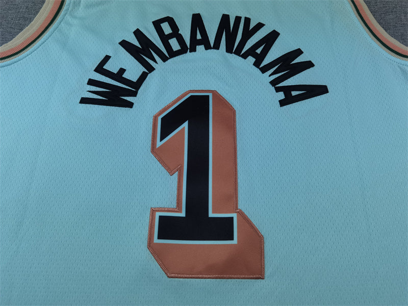 Men's San Antonio Spurs Victor Wembanyama #1 Light Blue 2024/25 Swingman Player Jersey - City Edition