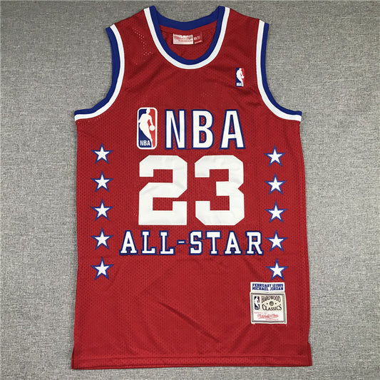 Men's 89 All Star Chicago Bulls Michael Jordan Red Hardwood Classics Swingman Jersey