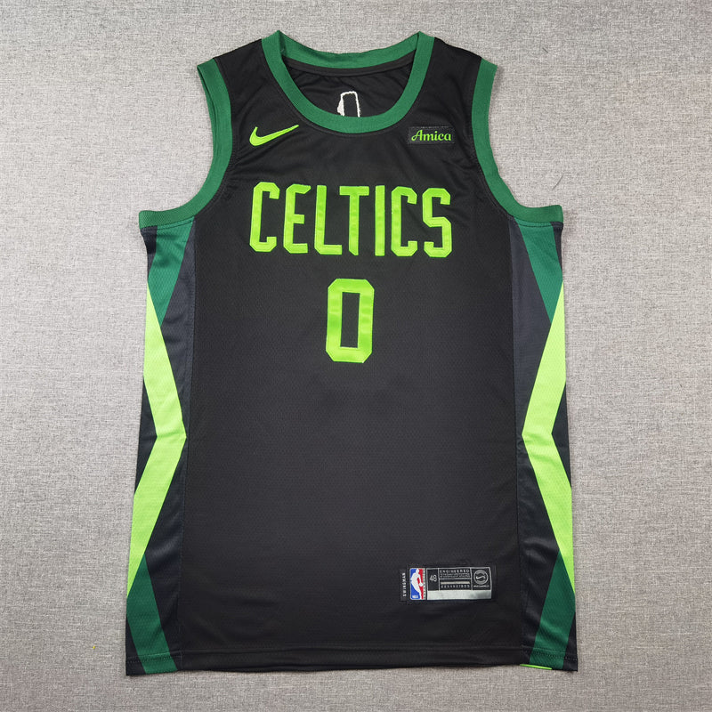 Men's Boston Celtics Jayson Tatum #0 Black 2024/25 Swingman Player Jersey - City Edition