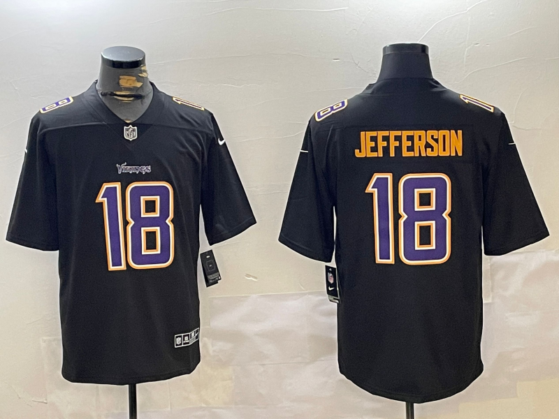 Men's Minnesota Vikings Justin Jefferson #18 Black Fashion Game Jersey