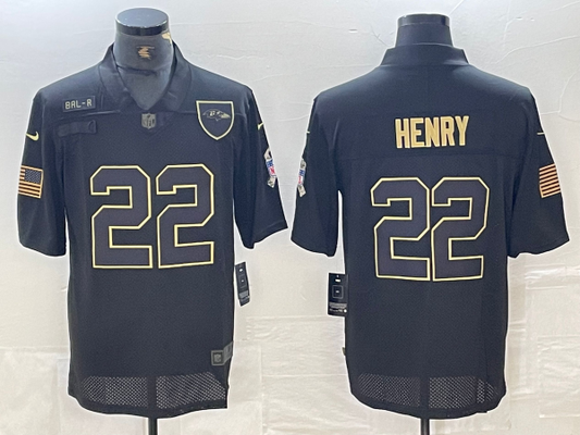 Men's Baltimore Ravens Derrick Henry #22 Black Player Jersey