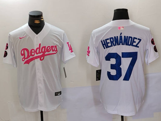 Men's Los Angeles Dodgers Teoscar Hernandez #37 White Limited Player Jersey