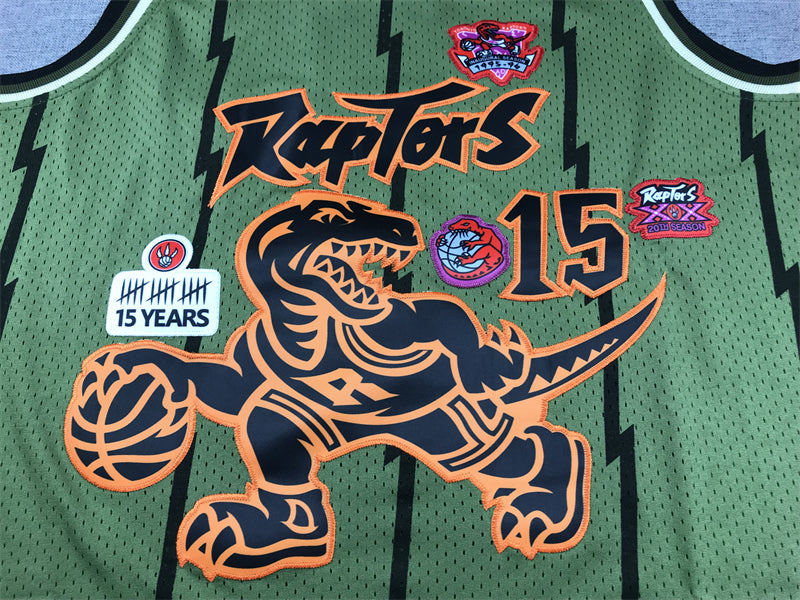 Men's Toronto Raptors Vince Carter #15 Army Green 1998-99 Hardwood Classics Swingman Jersey