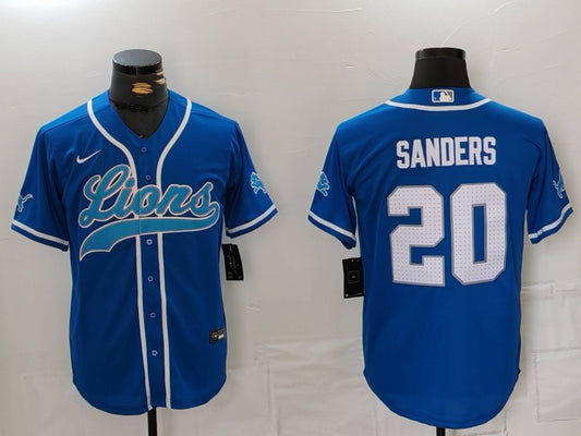 Men's Detroit Lions Barry Sanders #20 Blue Game Player Jersey