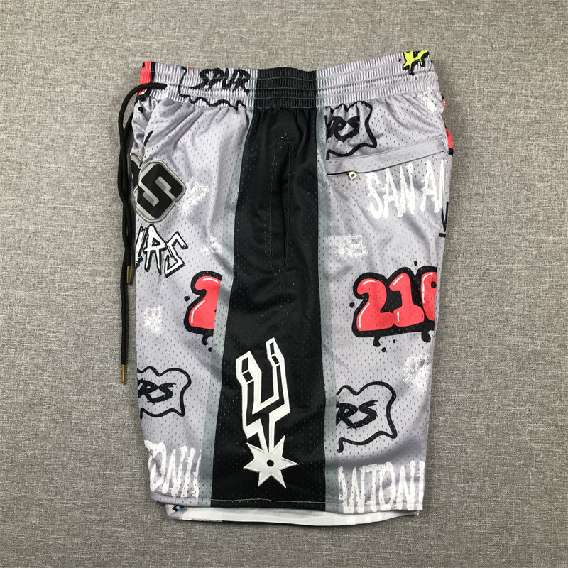 Men's San Antonio Spurs Gray Graffiti Edition Pocket Shorts