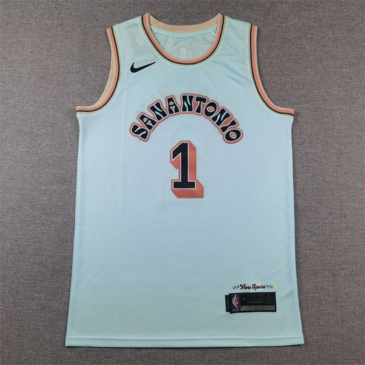 Men's San Antonio Spurs Victor Wembanyama #1 Light Blue 2024/25 Swingman Player Jersey - City Edition