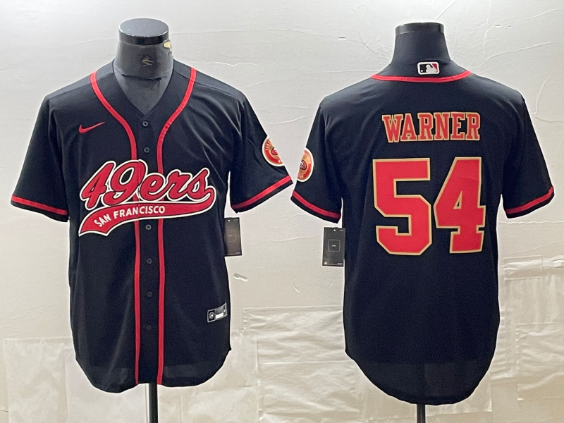 Men's San Francisco 49ers Fred Warner #54 Black Fashion Jersey Joint Edition