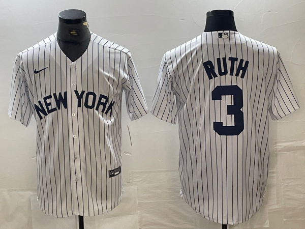 Men's New York Yankees Babe Ruth #3 White Limited Jersey