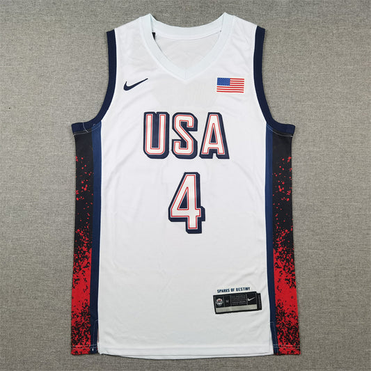 Men's 2024 USA Dream Team Stephen Curry #4 White Authentic Player Jersey