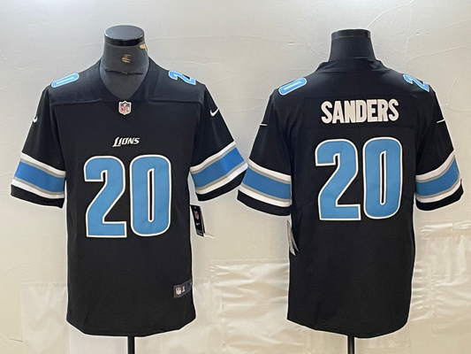 Men's Detroit Lions Barry Sanders #20 Black Replica Player Jersey