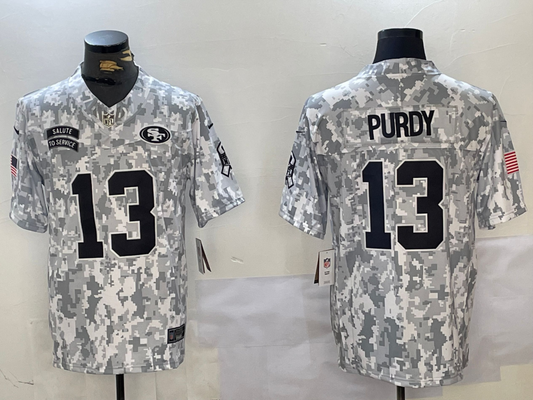 Men's San Francisco 49ers Brock Purdy #13 Arctic Camo 2024 Salute to Service Limited Jersey