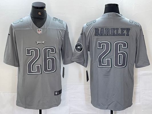 Men's Philadelphia Eagles Saquon Barkley #26 Gray Atmosphere Fashion Player Game Jersey