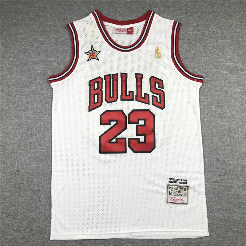 Men's Chicago Bulls Michael Jordan #23 White 1998 All Star Hardwood Classics Authentic Jersey