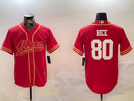 Men's San Francisco 49ers Jerry Rice #80 Scarlet Team Game Jersey