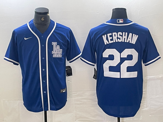 Men's Los Angeles Dodgers Clayton Kershaw #22 Blue Limited Player Jersey