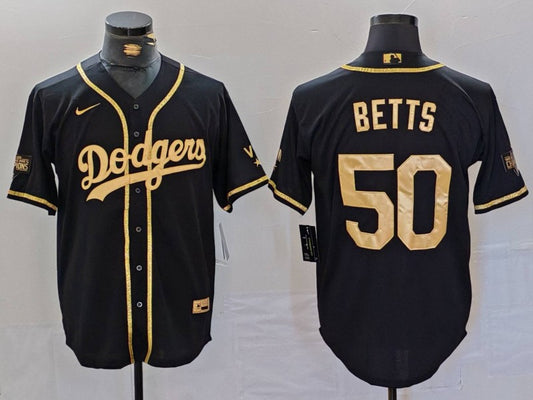 Men's Los Angeles Dodgers Mookie Betts #50 Black Player Jersey