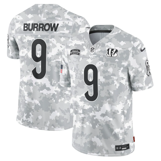 Men's Cincinnati Bengals Joe Burrow #9 Arctic Camo 2024 Salute to Service Limited Jersey