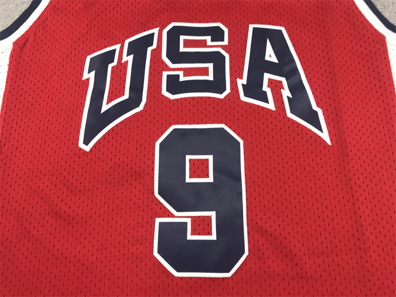 Men's Michael Jordan #9 Red USA Dream Team Olympics Jersey