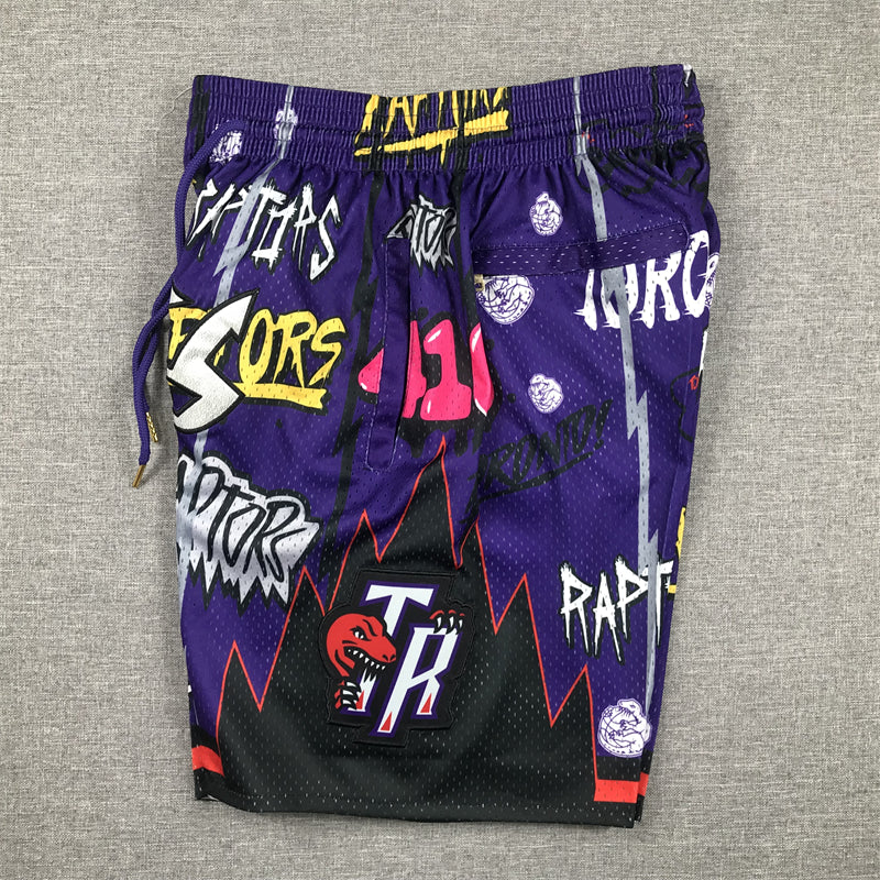 Men's Toronto Raptors Purple Graffiti Edition Pocket Shorts