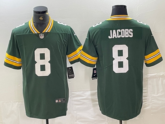 Men's Green Bay Packers Josh Jacobs #8 Green Game Player Jersey