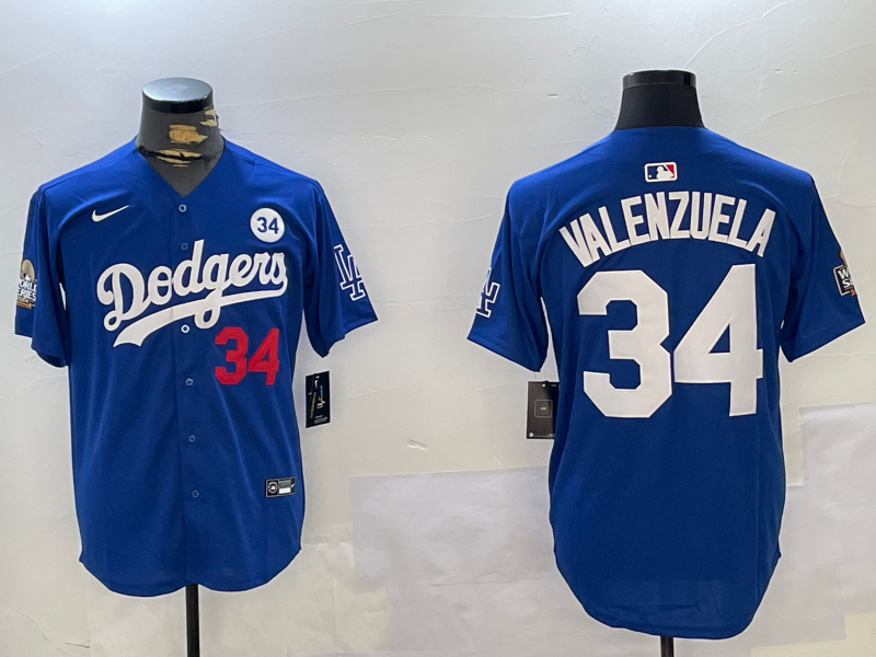 Men's Los Angeles Dodgers Fernando Valenzuela #34 Royal Replica Player Jersey