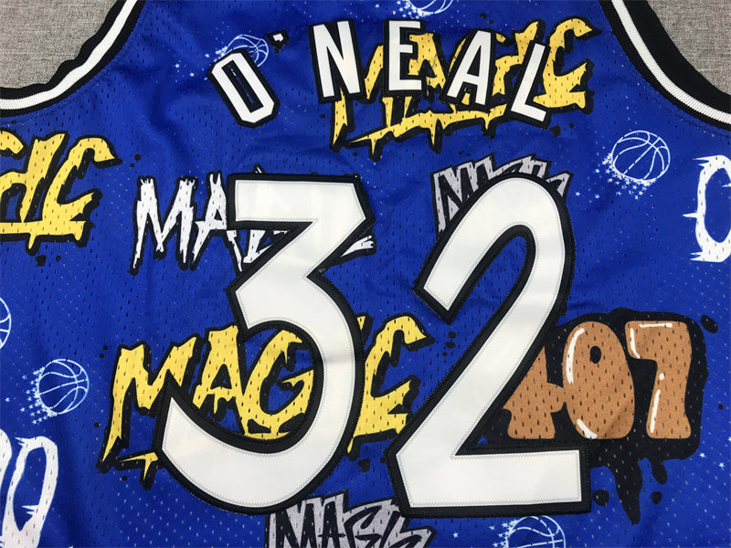 Men's Orlando Magic Shaquille O'Neal #32 Blue Swingman Graffiti Edition Jersey