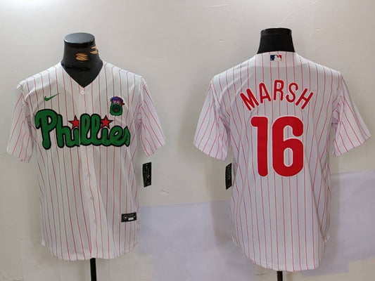 Men's Philadelphia Phillies Brandon Marsh #16 White Limited Player Jersey