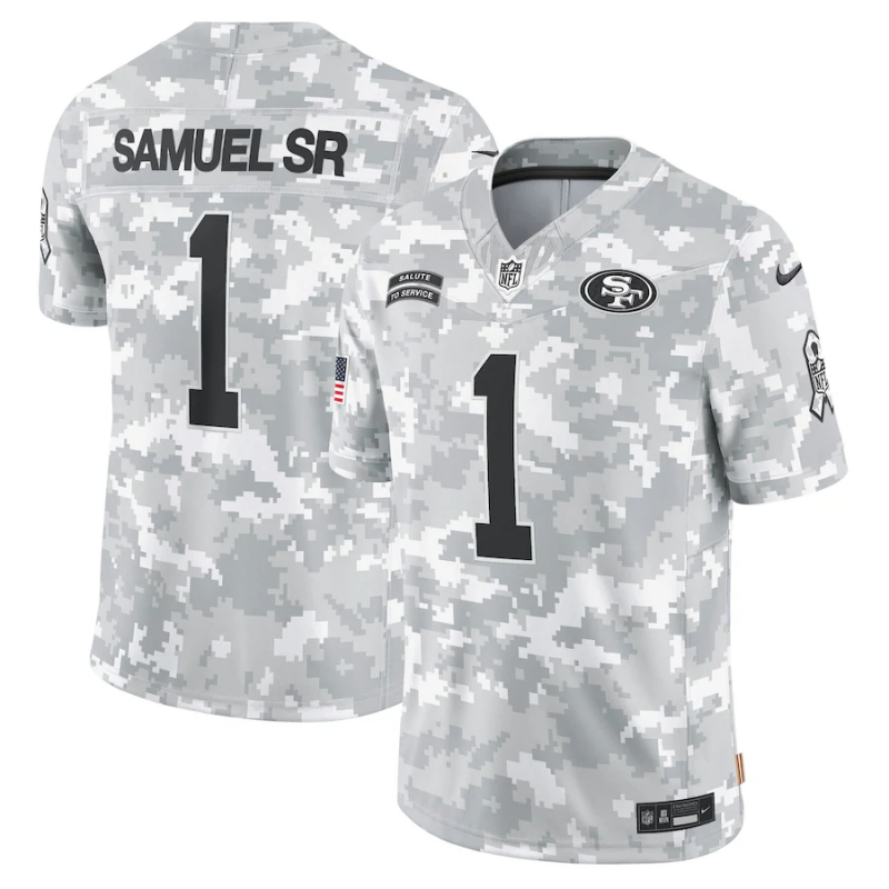 Men's San Francisco 49ers Deebo Samuel Sr #1 Arctic Camo 2024 Salute to Service Limited Jersey