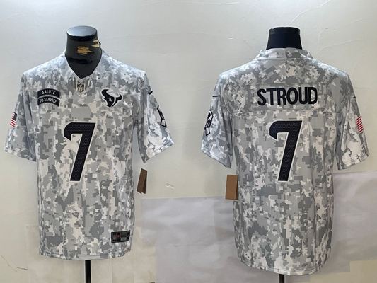 Men's Houston Texans C.J. Stroud #7 Arctic Camo 2024 Salute to Service Limited Jersey